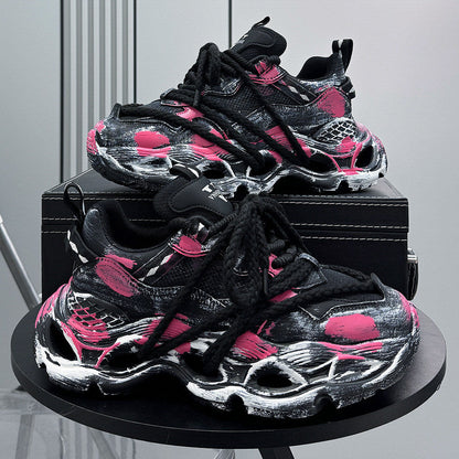 Paint Splash Rope Lace Chunky Sole Sneakers WN24635
