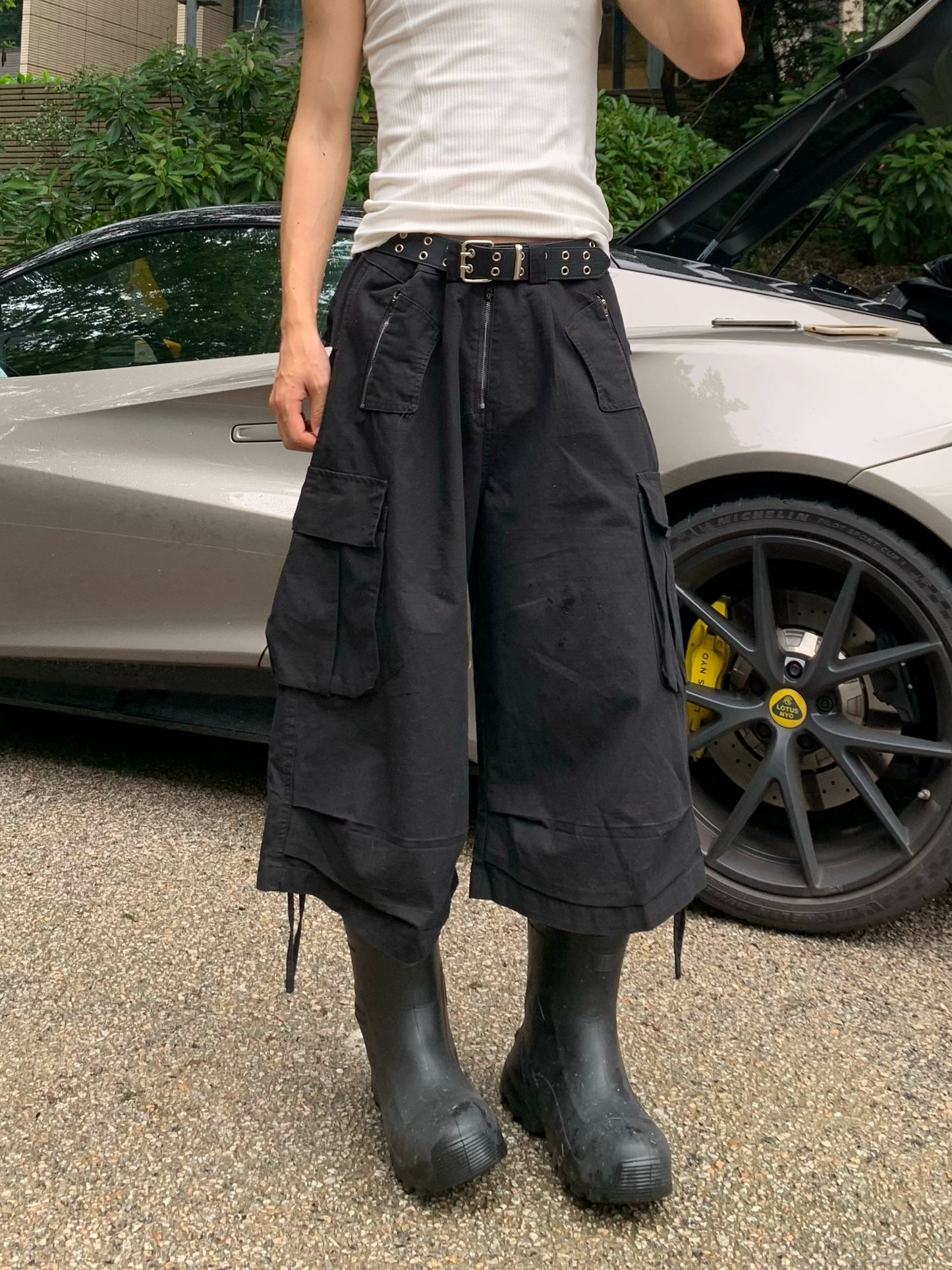 Multi-Pocket Drawstring Wide Leg Cargo Pants WN19900