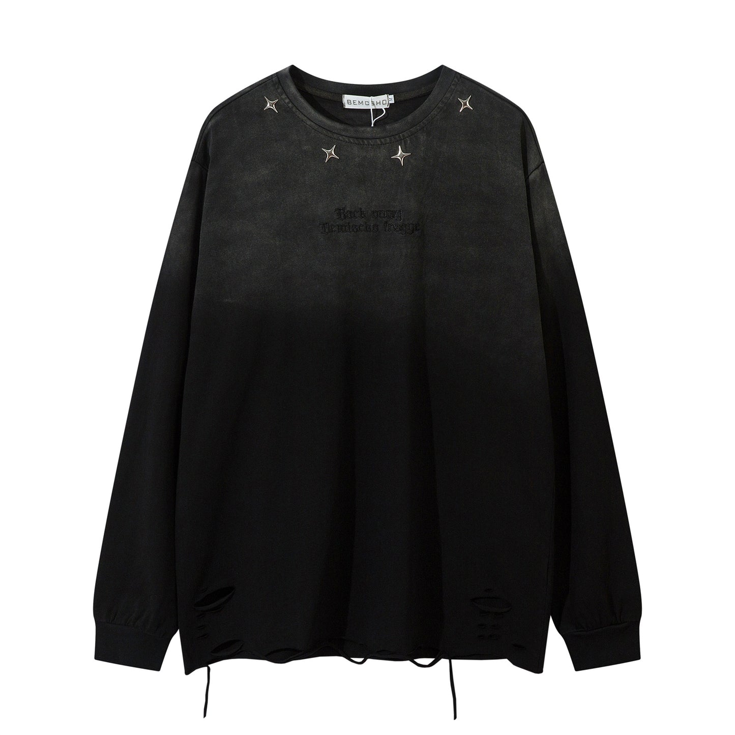 Washed Gradient Damage Long Sleeve T-Shirt WN11205