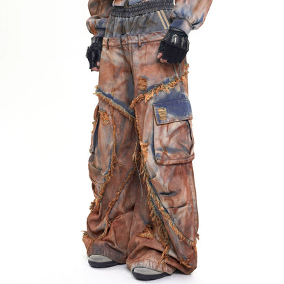 Mud-Dye Raw Hem Utility Hooded Jacket & Pants Setup WN20382