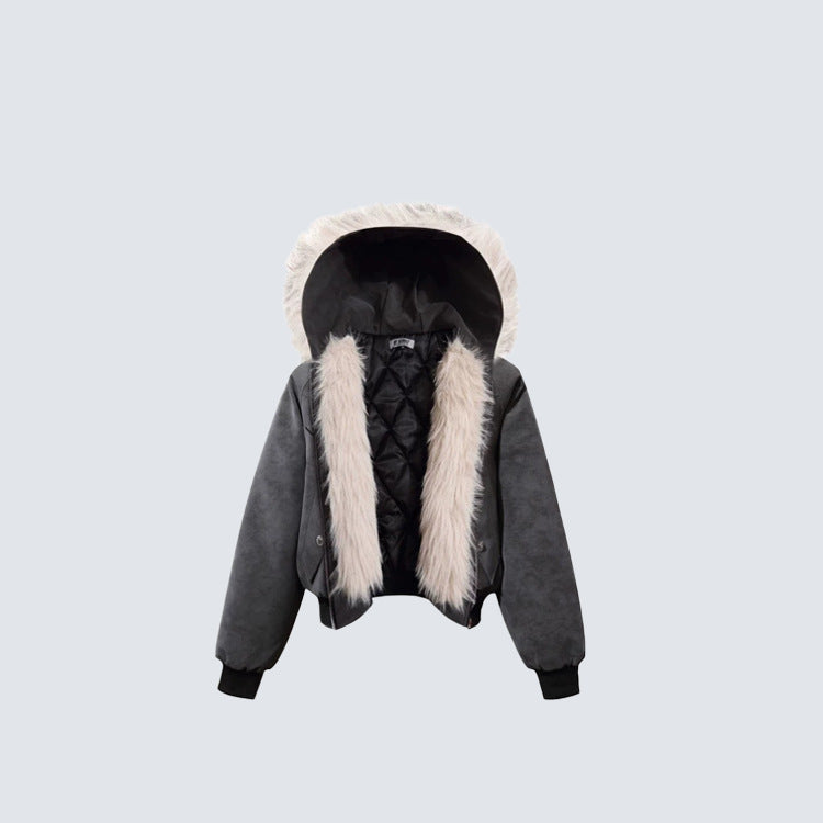 Fake Fur Collar Hooded Puffer Jacket WN28102