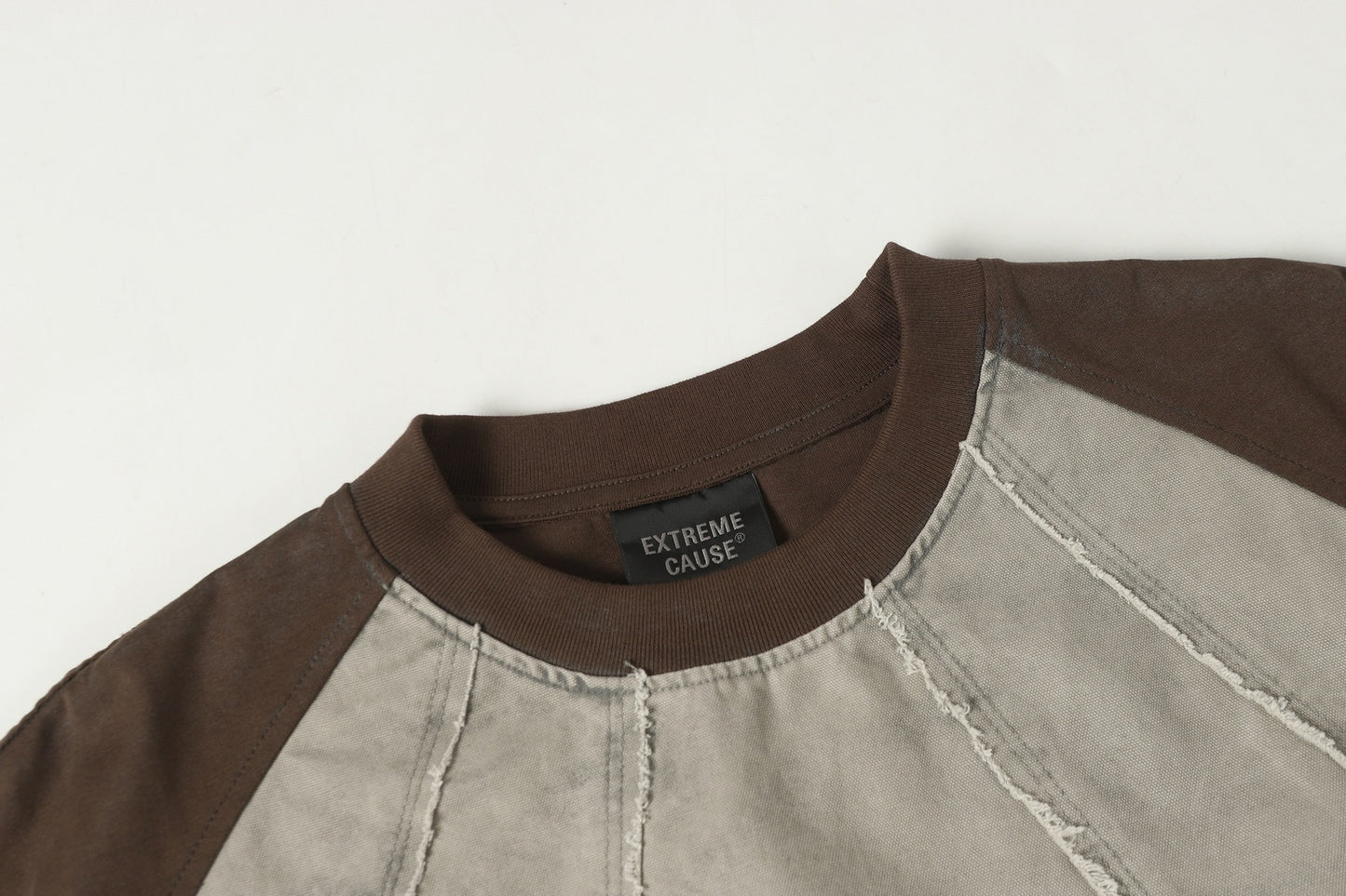 Washed Raw-Edge Splice Short Sleeve T-Shirt WN25743