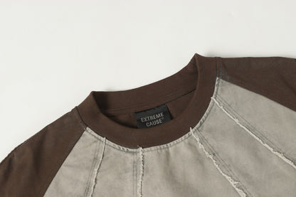 Washed Raw-Edge Splice Short Sleeve T-Shirt WN25743