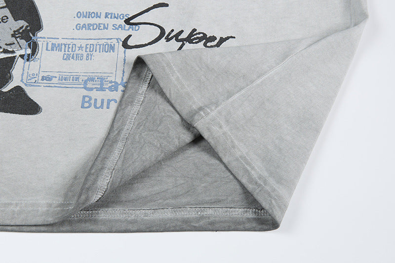 Washed Graphic Letter Print Short Sleeve T-Shirt WN25765
