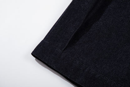 Washed Raw Denim Metal Buckle Jacket & Wide Leg Denim Jeans Setup WN23048