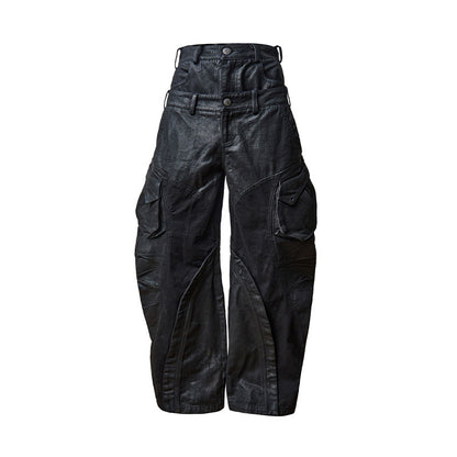 Irregular Panel 3D Pocket Wide Leg Cargo Pants WN27441