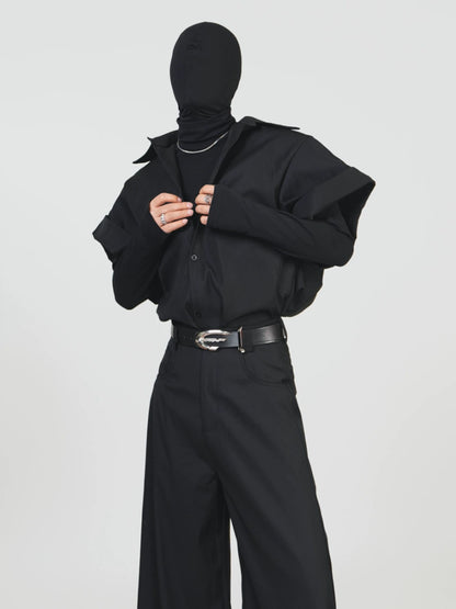 Wide Cuff Design Short Sleeve Shirt WN17378