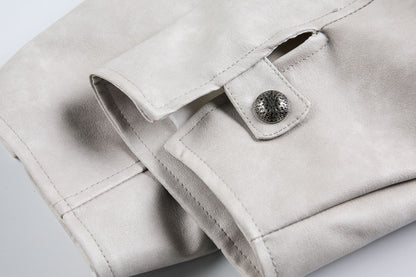 Cross Patchwork Oversize PU Leather Jacket WN23034