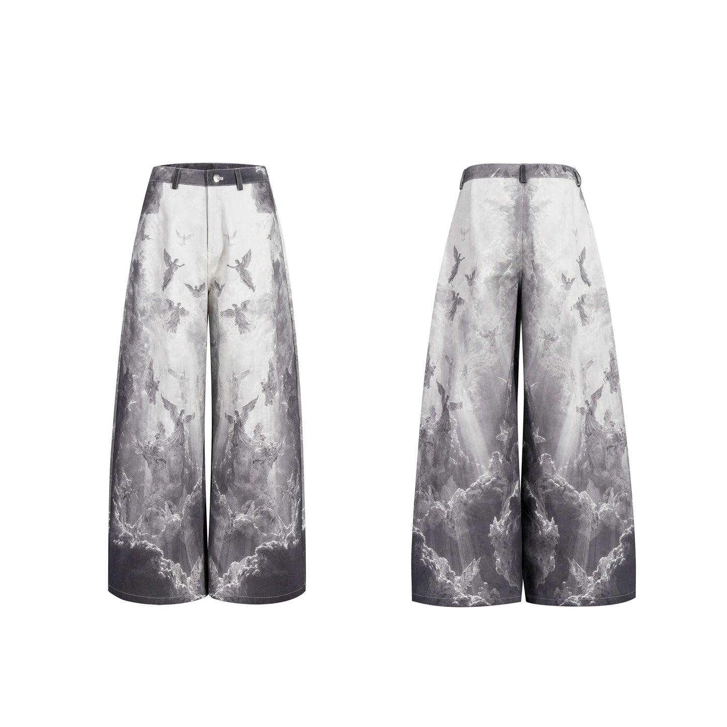 3D Print Low Waist Wide Leg Denim Jeans WN21778