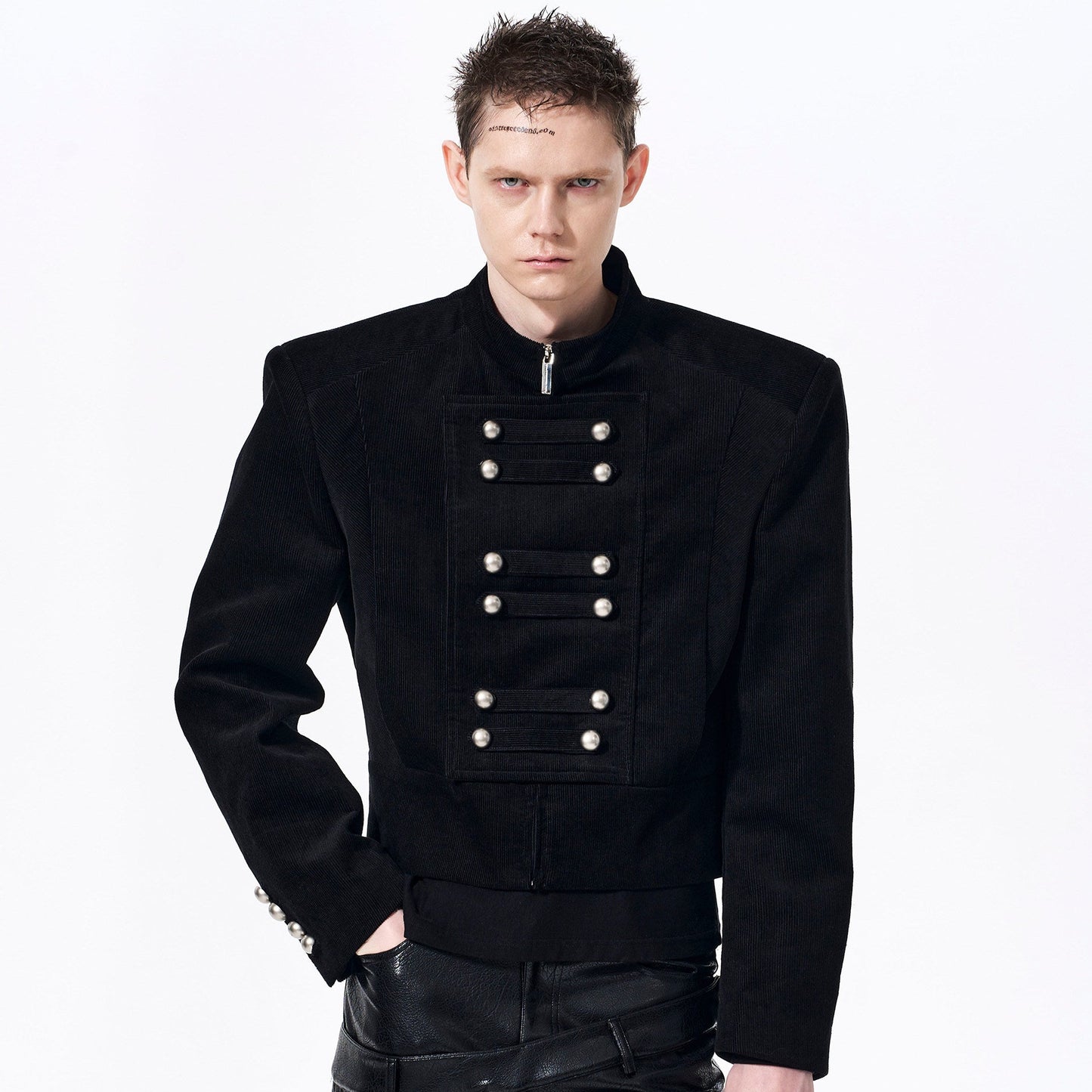 Stand Neck Corduroy Short Jacket WN23268