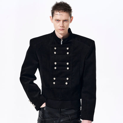 Stand Neck Corduroy Short Jacket WN23268