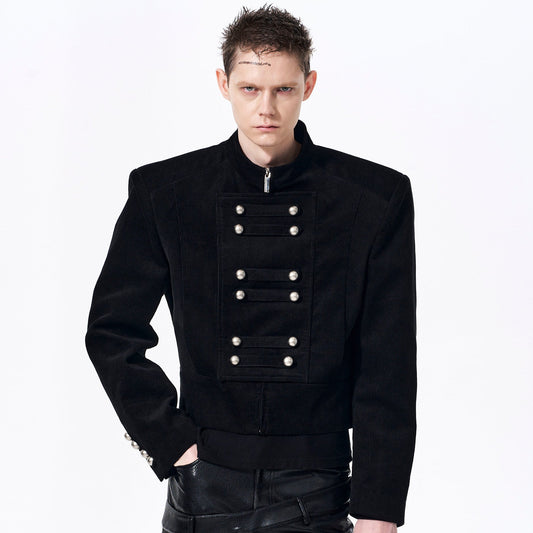 Stand Neck Corduroy Short Jacket WN23268