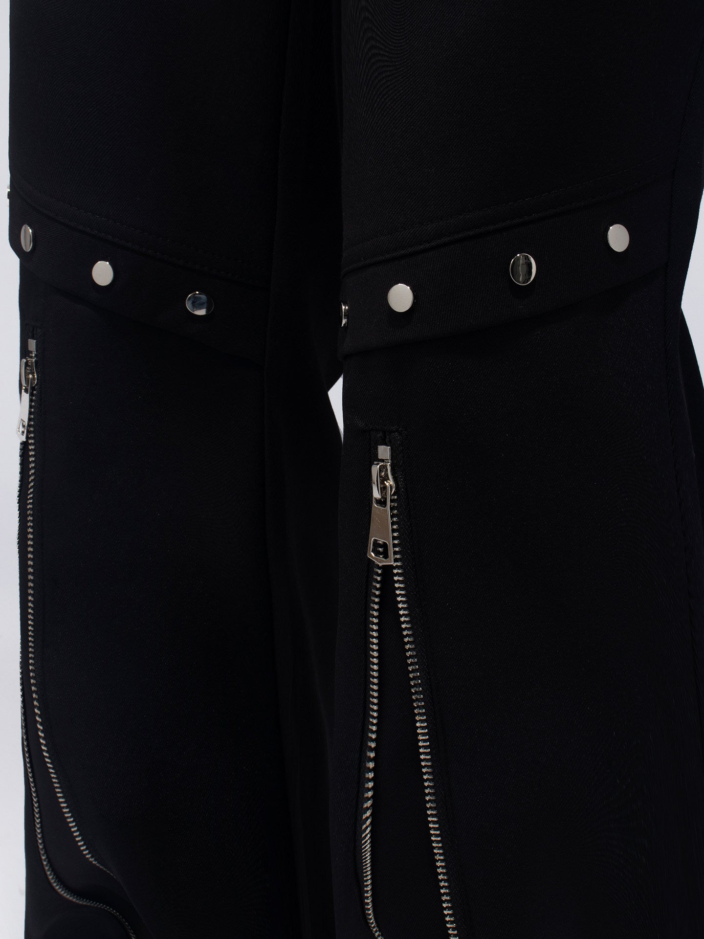 Studs Zipper Seam Flare Trousers WN23701