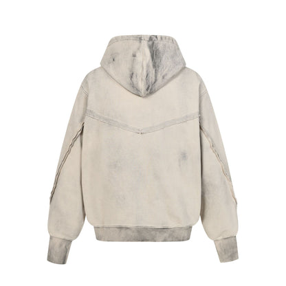 Washed Asymmetrical Zipper Detail Hoodie WN25382