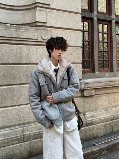 Heavyweight Fake Fur Stand Neck Padded Jacket WN23176