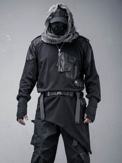 Asymmetric Mix Patch Sweatshirt WN22342