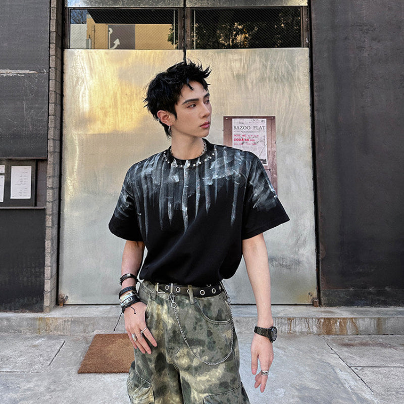 Oversize Contrast Print Short Sleeve T-Shirt WN25119