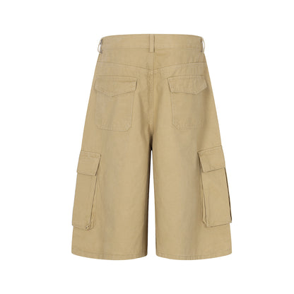 Washed Wide Leg Cargo Half Pants WN25647