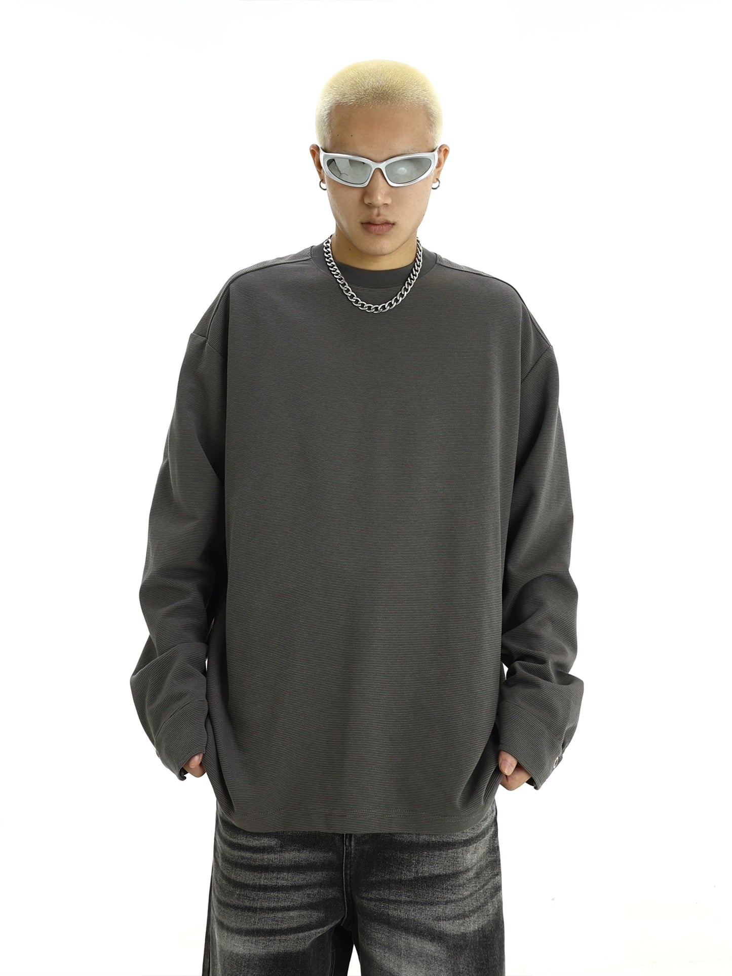 Oversize Round Neck Long Sleeve T-Shirt WN5784