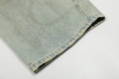 Washed Wide Leg Curved Denim Jeans WN23032