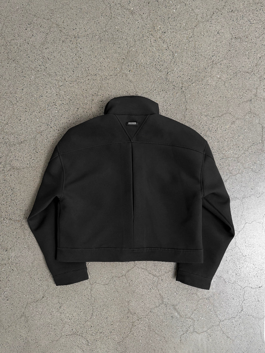 3D Cut Oversize Stand-Neck PU Leather Zipper Jacket WN17712