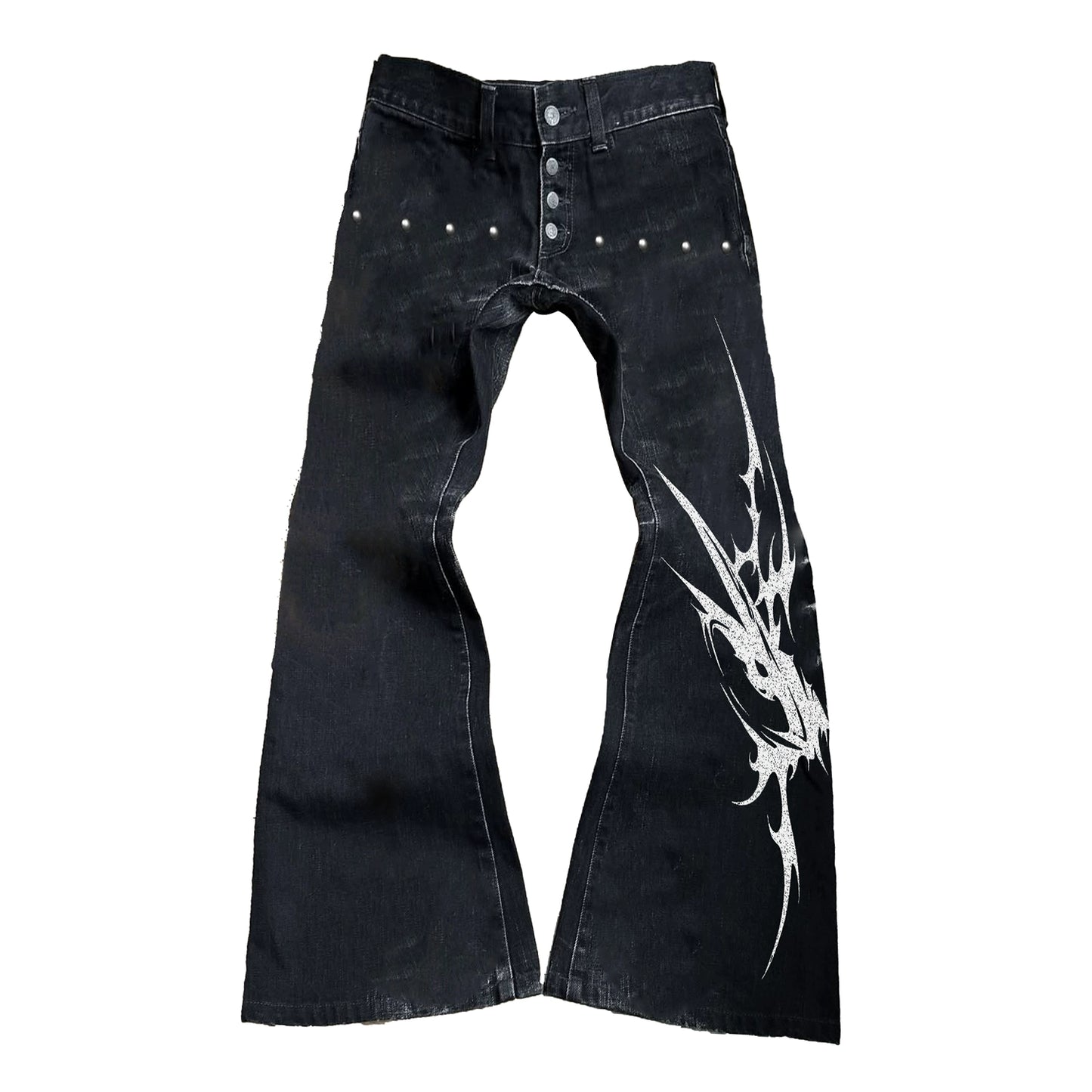 Thorn Print Flare Denim Jeans WN20912