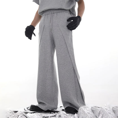 Deconstructed Patchwork Drape Effect Straight Sweatpants WN18713