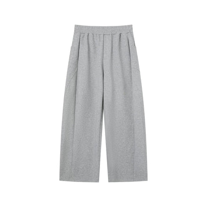 Standing-Collar Button Short Sleeve T-Shirt & Wide Leg Sweatpants Setup WN25022