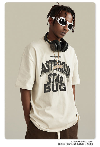 Washed Round Neck Pure Cotton Short Sleeve T-Shirt WN7832