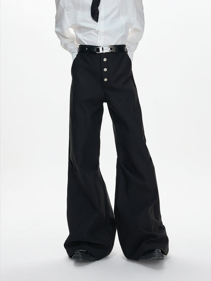 Double Pleats Flare Five-Button Draped Trousers WN23309
