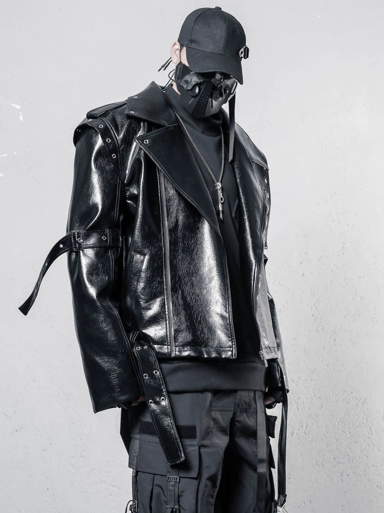 Lapel Asymmetric Zipper PU Leather Jacket WN22421