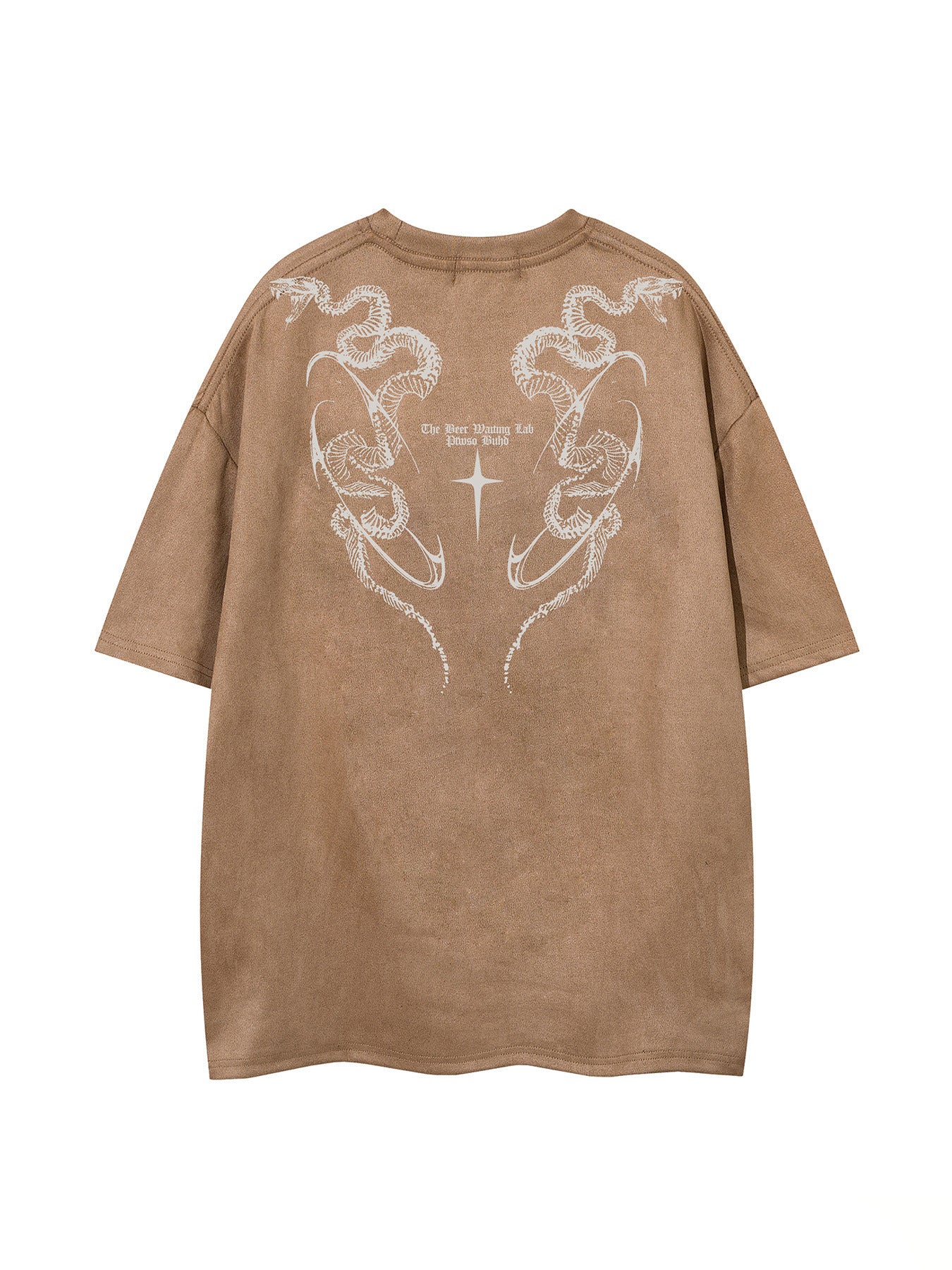 Python Print Suede Letter Print Short Sleeve T-Shirt WN25588