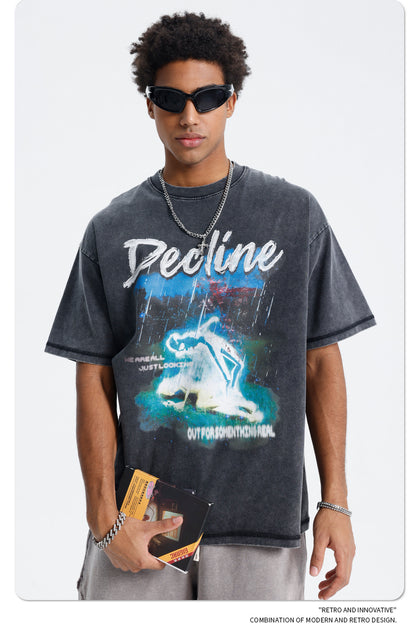 Washed Graphic Print Oversize Short Sleeve T-Shirt WN16247