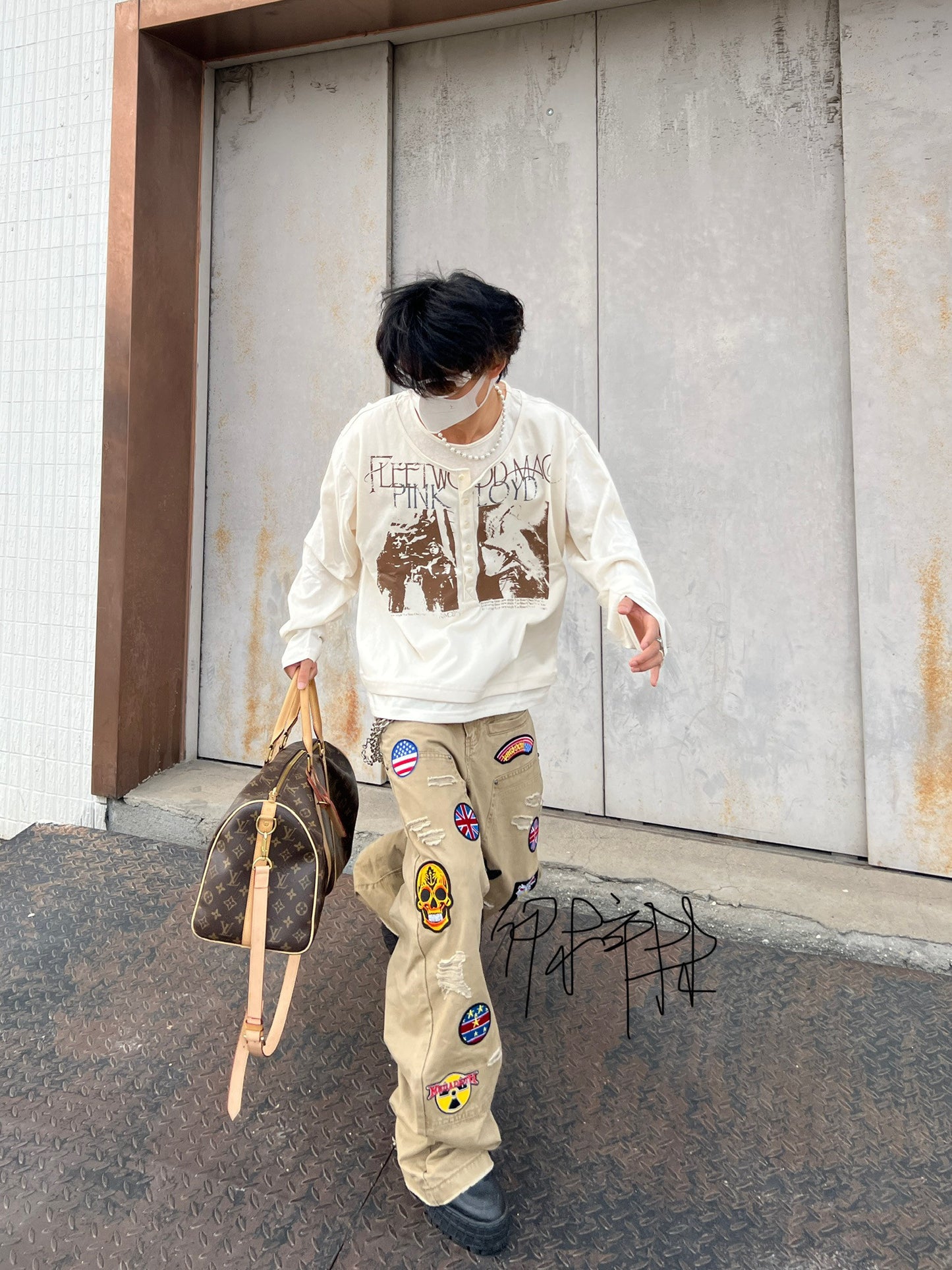 Fake Layered Curved Long Sleeve T-Shirt WN24096