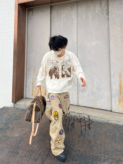 Fake Layered Curved Long Sleeve T-Shirt WN24096