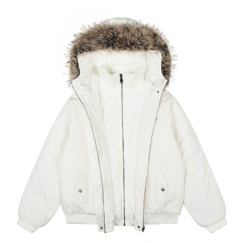 Double Hood Fake Fur Thick Puffer Jacket WN24213