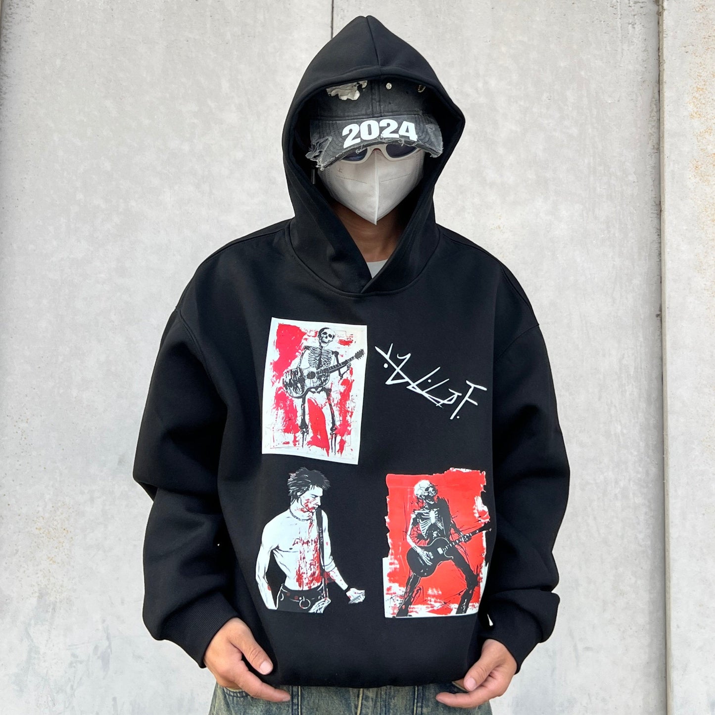 Short Length Oversize Pullover Print Hoodie WN24103