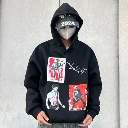 Short Length Oversize Pullover Print Hoodie WN24103