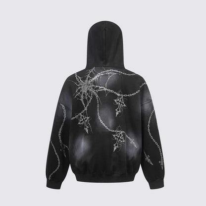 Cross Chain Print Pullover Hoodie WN27942