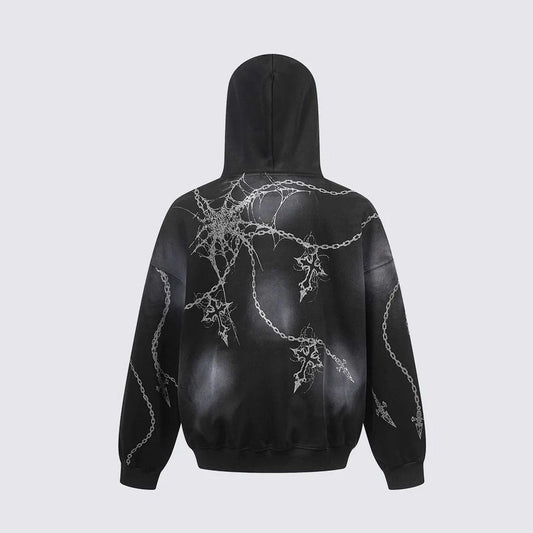 Cross Chain Print Pullover Hoodie WN27942