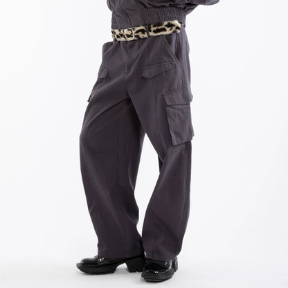 Stand Neck Zipper Short Jacket & Cargo Pants Setup WN20651