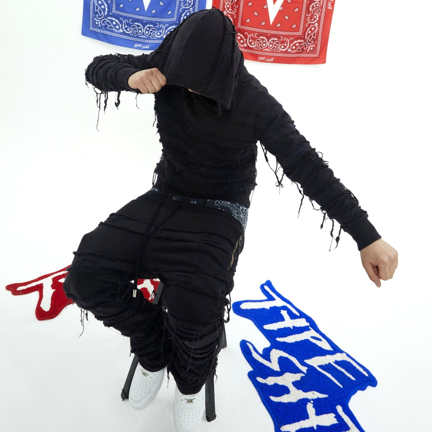 Mix Fringe Design Denim Hoodie WN20982