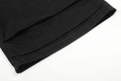 Metal Buckle Logo Print Cargo Cropped Half Pants WN25755