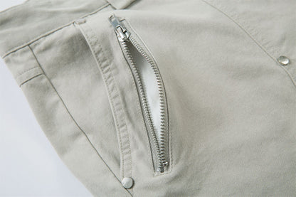 Multi-Pocket Wide Leg Cargo Half Pants WN26813