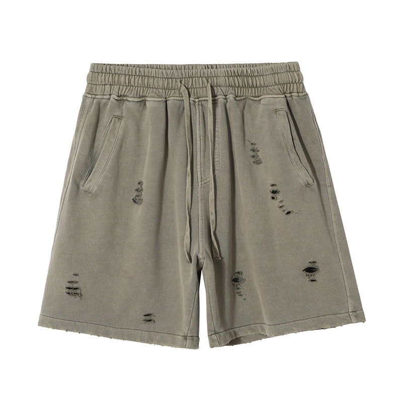 Washed Damage Short Sweatpants WN6634