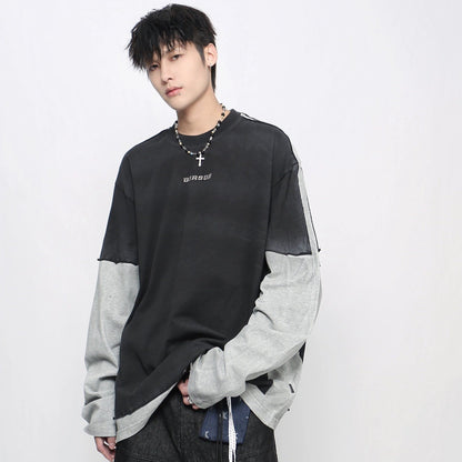 Heavyweight Mix Patchwork Long Sleeve T-Shirt WN21034
