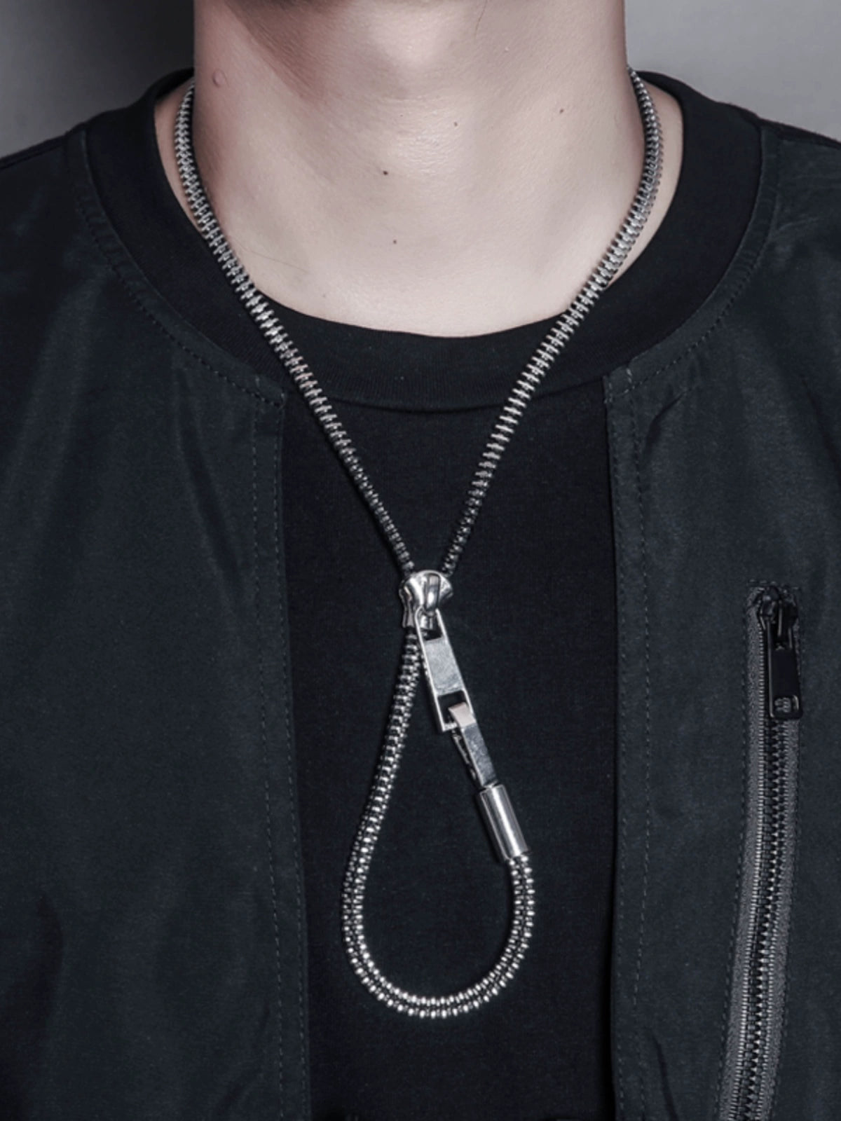 Strap Cylinder Zipper Necklace WN22356