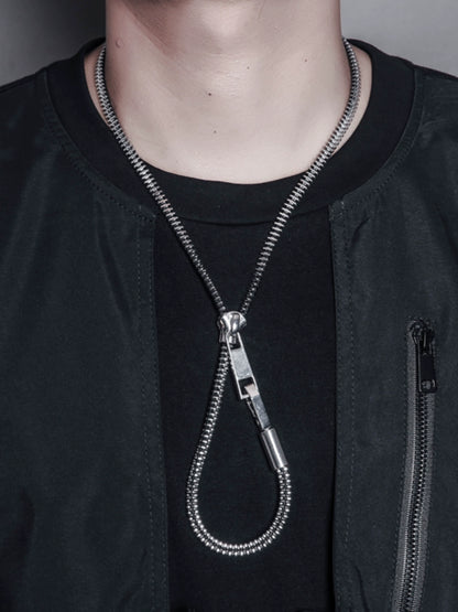 Strap Cylinder Zipper Necklace WN22356