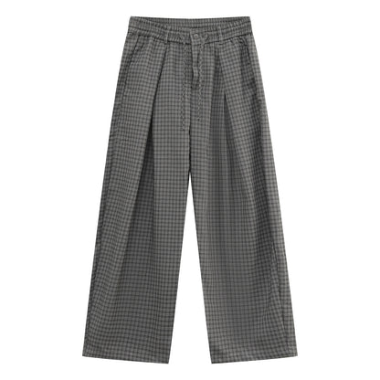 Check Pleats Wide Leg Trousers WN25006