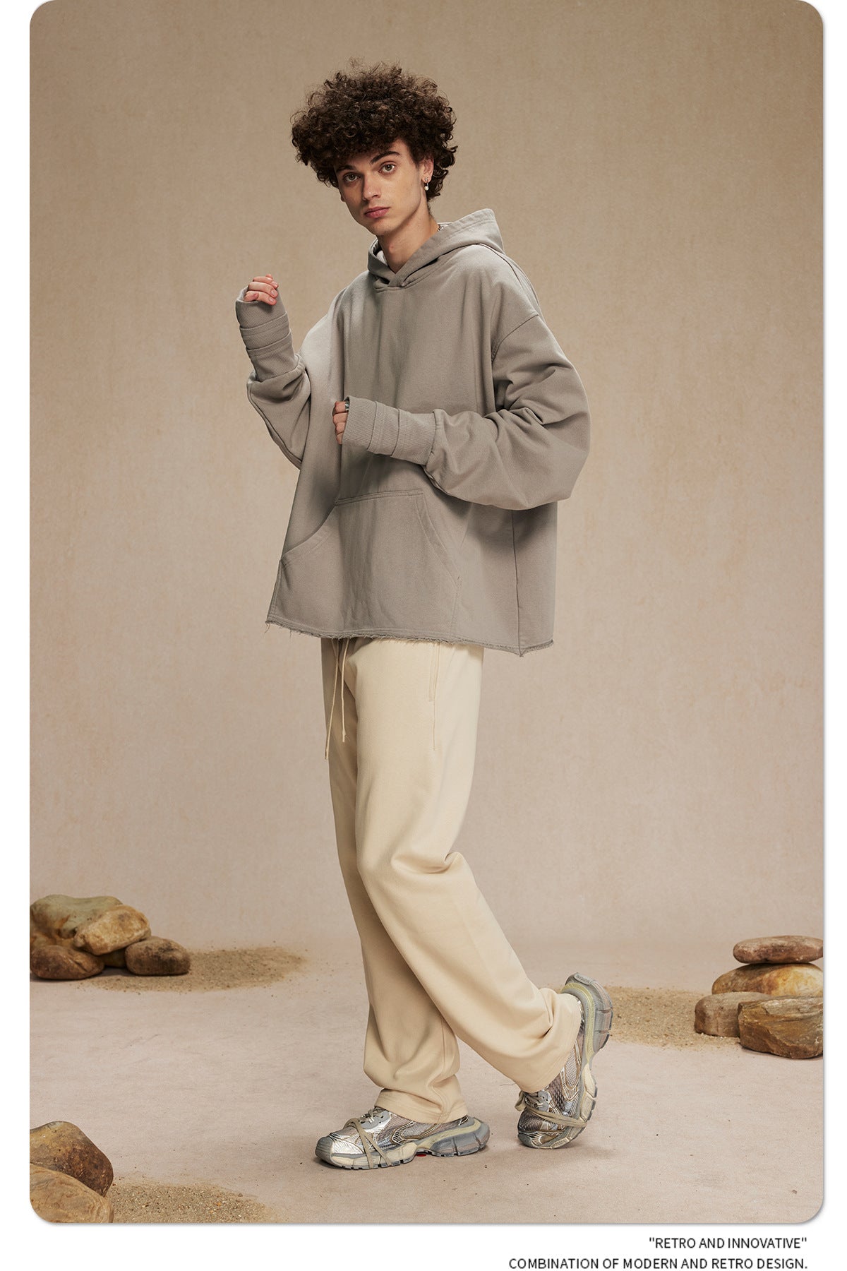 Cut-off Design Thumb Hole Oversize Hoodie WN9982